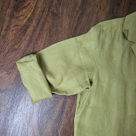 Lauren Ralph Lauren 100% Linen Brown Long Sleeve Button Down, Large - Picture 6 of 10